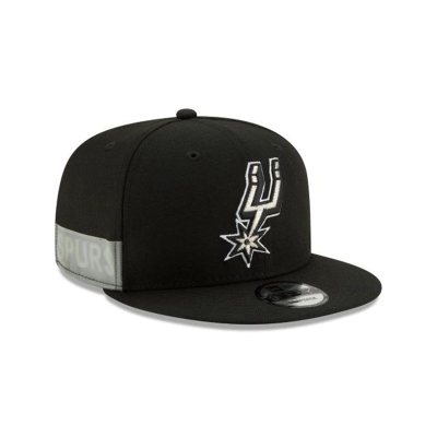 Black San Antonio Spurs Hat - New Era NBA Clear Feature 9FIFTY Snapback Caps USA0137459